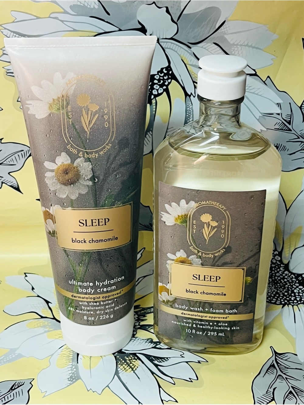 Bath & Body Works Aromatherapy Sleep Black Chamomile Body Wash & Body Cream Lot